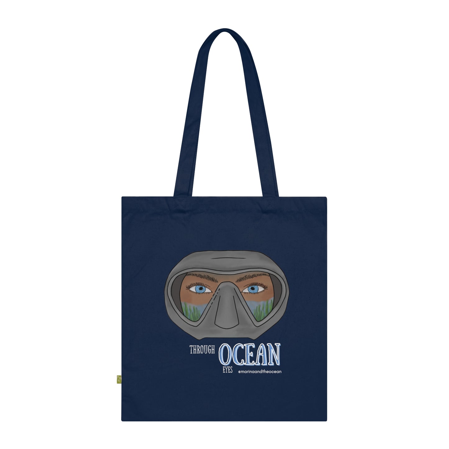 Diver Mask Organic Tote — 'Through the Ocean' Eco Canvas Beach Bag