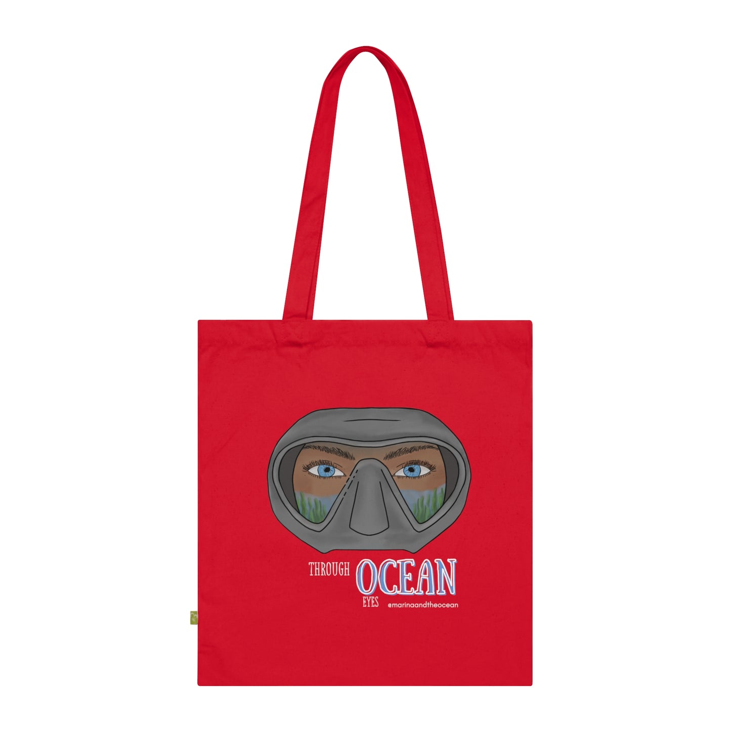 Diver Mask Organic Tote — 'Through the Ocean' Eco Canvas Beach Bag