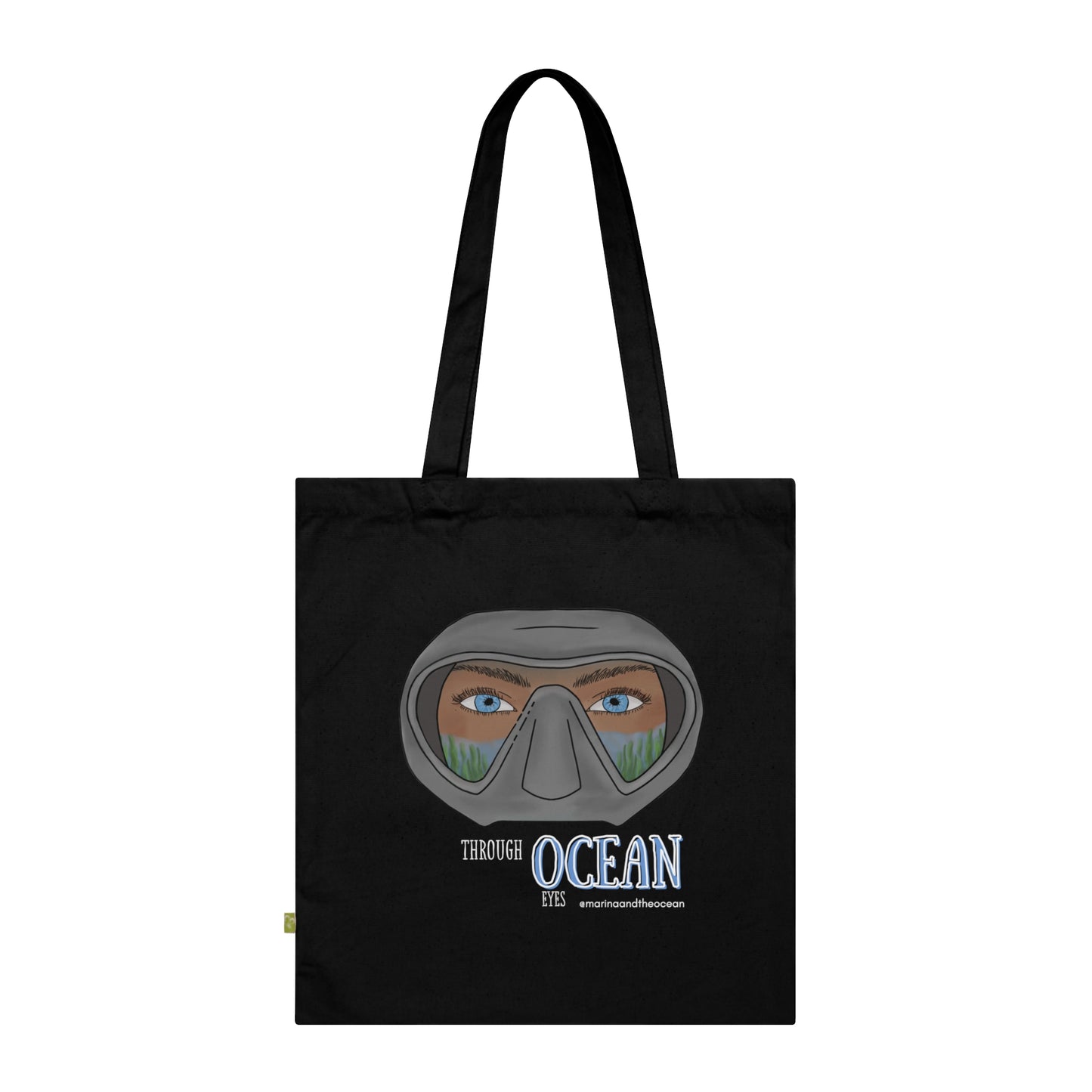 Diver Mask Organic Tote — 'Through the Ocean' Eco Canvas Beach Bag